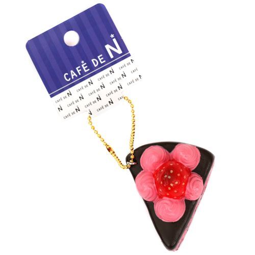 Colgante blando Cafe de N Squishy para m�vil porci�n pastel chocolate nata rosa fresa 4