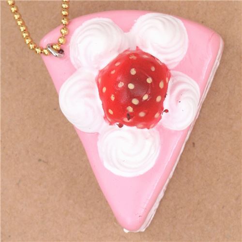 Colgante blando Cafe de N Squishy para móvil porción pastel rosa nata fresa 3