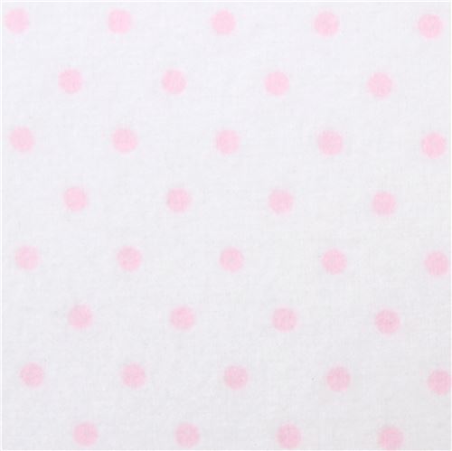 Tissu en flanelle Robert Kaufman blanc à petits pois roses, Cozy Cotton Tissu