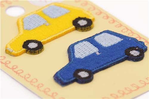 small yellow blue car iron-on transfer sheet 2 piece 2