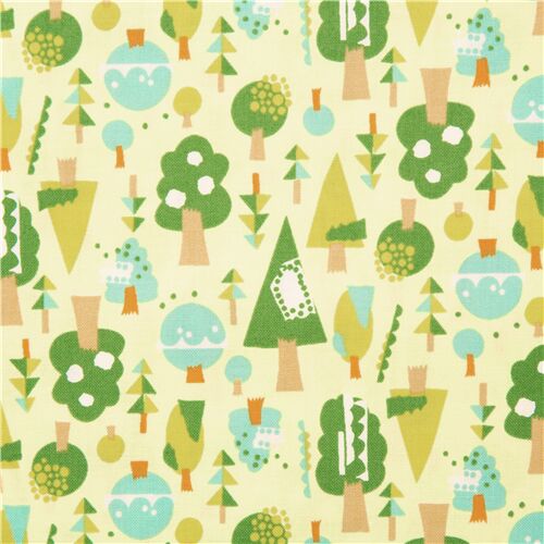 Cute Graphic Cartoon Trees Fabric