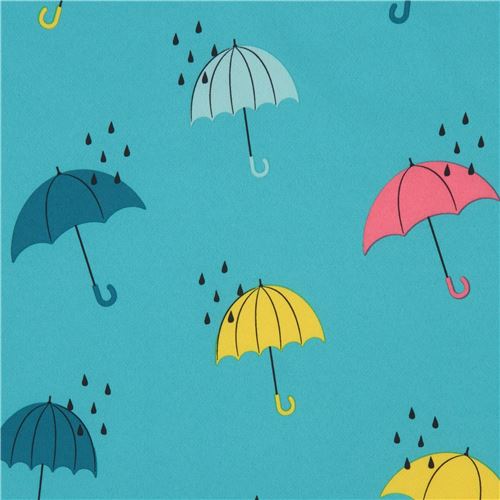 tessuto soft shell turchese scuro colorful ombrelli Tessuto