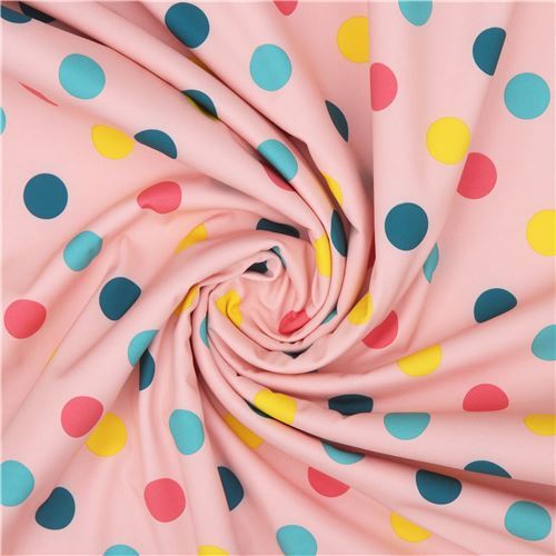 Remnant (42 x 145 cm) - softshell polka dot fabric in peach 5