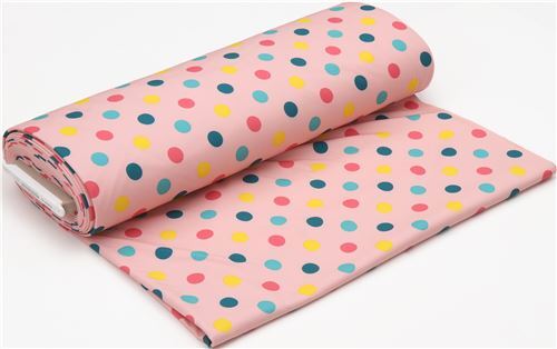 Remnant (42 x 145 cm) - softshell polka dot fabric in peach 7