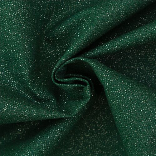 tessuto verde scuro tinta unita brillantini argentati natalizio dal Giappone Tessuto