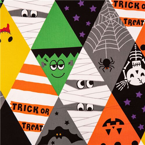 spooky Halloween Party banner cut apart Japan cotton sheeting fabric Kokka Fabric