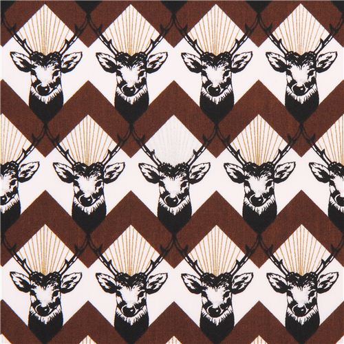 Tissu en coton satin echino Decoro stag, chevrons marrons Tissu