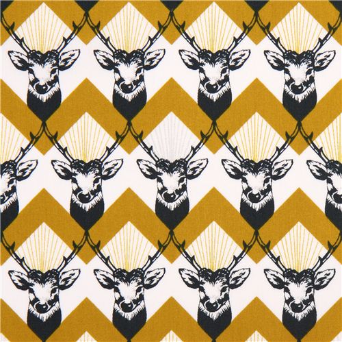Tissu en coton satin echino Decoro stag, chevrons jaunes Tissu