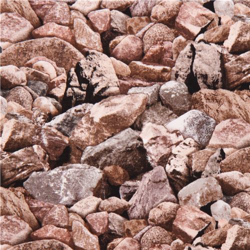 Stones Shades Grey Brown Rubble Rock Fabric