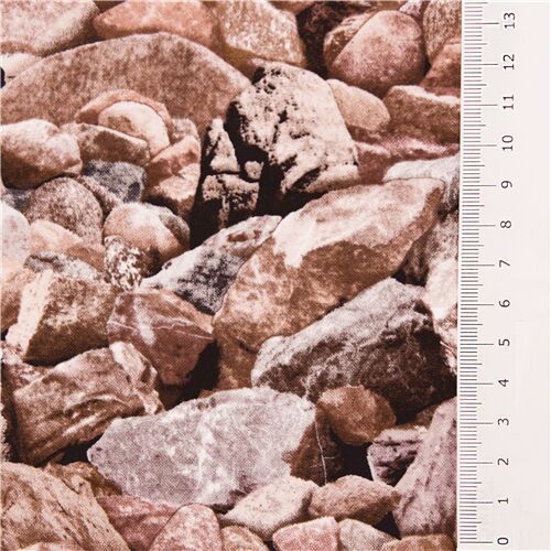 Stones Shades Grey Brown Rubble Rock Fabric