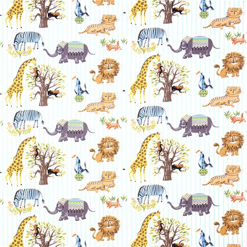 striped Michael Miller fabric Escapees with animals 2