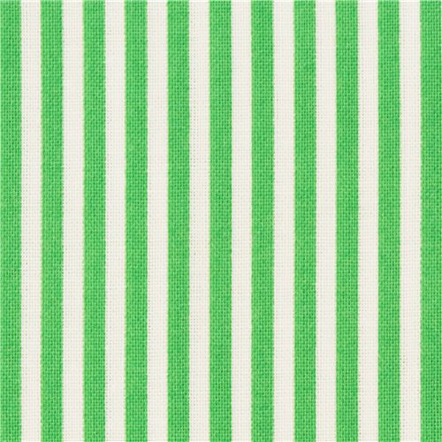 Tela de algodón de Japón a rayas blancas y verdes Tela