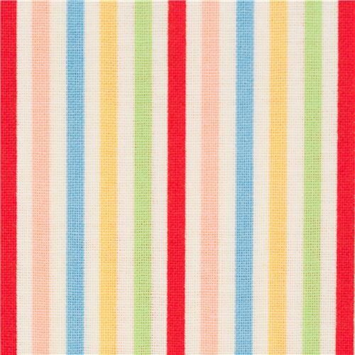 Bright Rainbow Thin Narrow Stripe Fabric