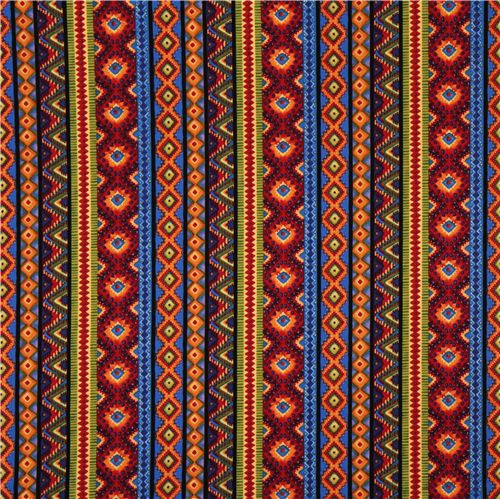 stripes pattern fabric red-orange-blue Robert Kaufman 2