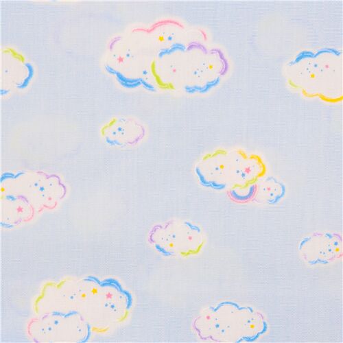 strong light blue laminate from Japan with shooting stars and white accents Tela