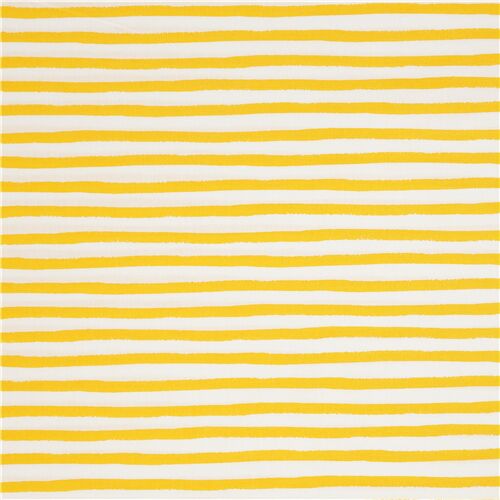 Yellow Painted Wobbly Stripes Fabric