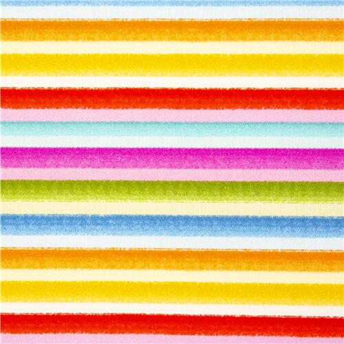 Bright Vivid Pastel Painted Rainbow Stripes Fabric