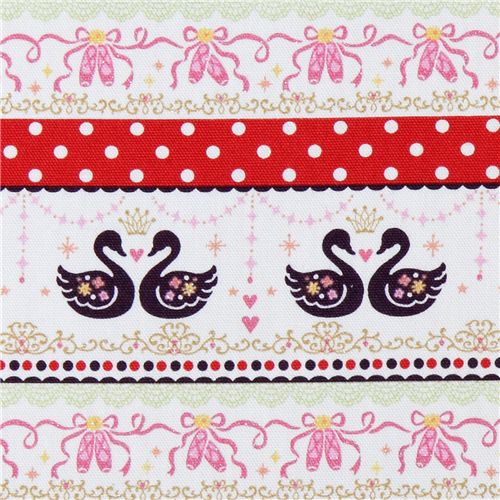swan couple in love fabric ballet shoes Kokka Japan 1