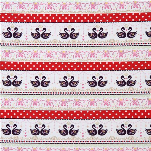 swan couple in love fabric ballet shoes Kokka Japan 2