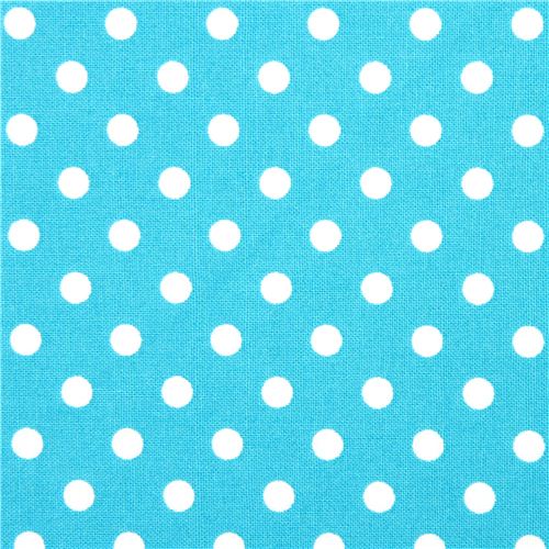 türkiserl Michael Miller Stoff kleine weiße Polka Punkte 2