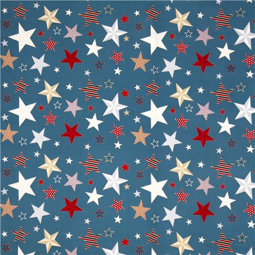 teal Riley Blake fabric with stars from the USA 2