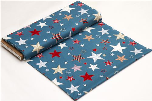 teal Riley Blake fabric with stars from the USA 3