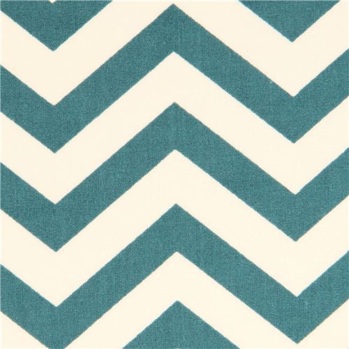 Tissu bio par birch avec des chevrons bleu sarcelle Tissu