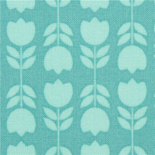 teal mini tulips fabric par Michael Miller from the USA 1