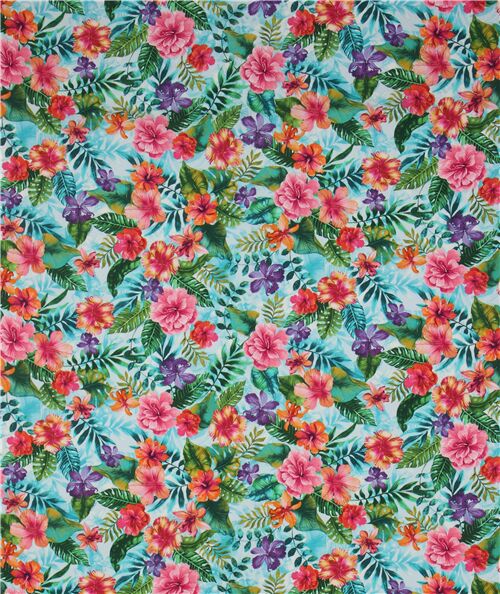 Remnant (14 x 112 cm) - tropical flower Timeless Treasures fabric with hibiscus pattern 3