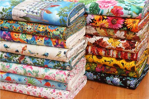 Remnant (14 x 112 cm) - tropical flower Timeless Treasures fabric with hibiscus pattern 5