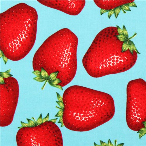 turquoise Alexander Henry fruit strawberry fabric Fabric