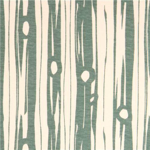 tessuto turchese 'Bear Bois' alberi strisce birch maglina organico USA Tessuto