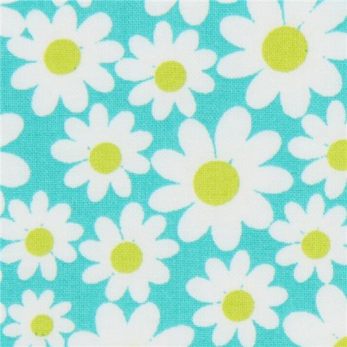 türkis Michael Miller Stoff Petal Flower Gänseblümchen 1