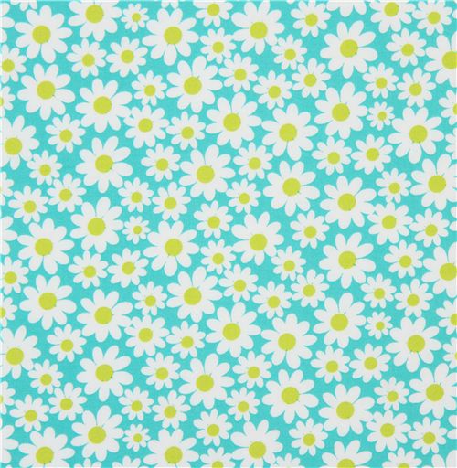 türkis Michael Miller Stoff Petal Flower Gänseblümchen 2