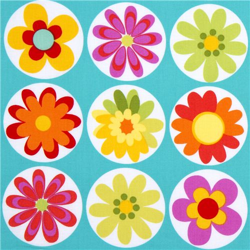 turquoise Michael Miller fabric big daisies 1
