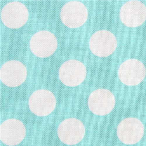turquoise Michael Miller fabric Ta Dot with white dots 1