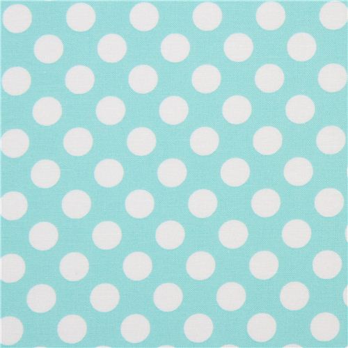 turquoise Michael Miller fabric Ta Dot with white dots 2