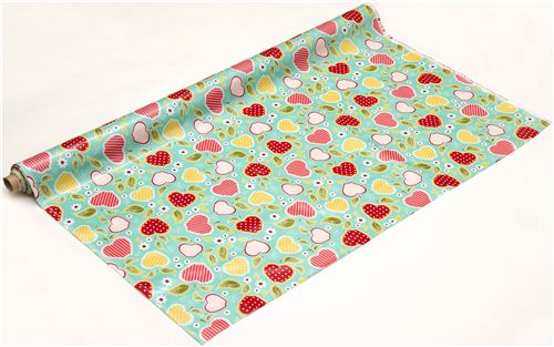 turquoise Riley Blake laminate fabric apple heart flower 3