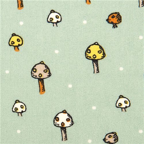 turquoise birch mushroom organic fabric from the USA 1