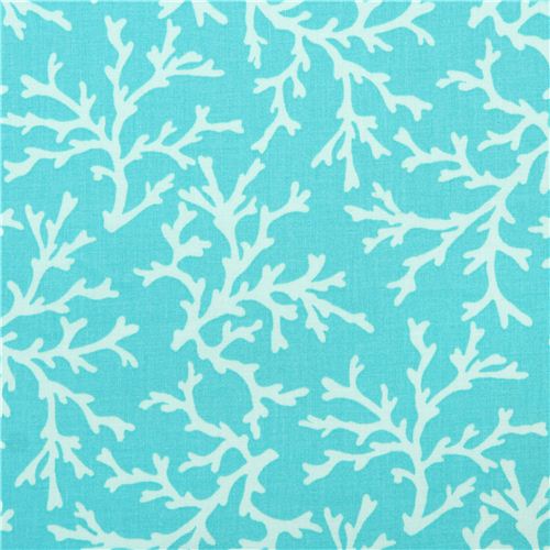 turquoise maritime coral fabric by Michael Miller Sea Coral Wave Fabric