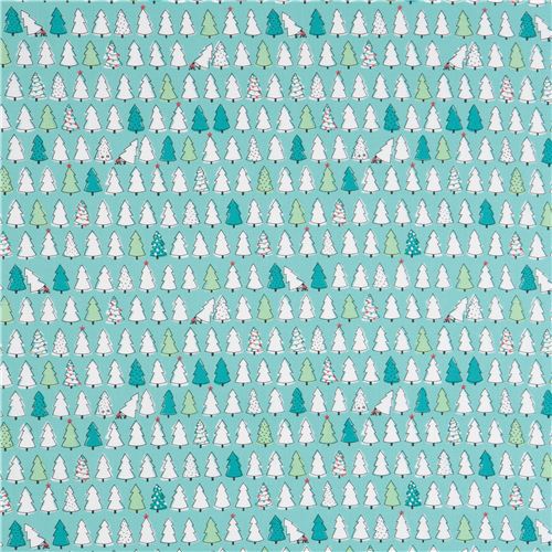 Tissu Ink & Arrow turquoise avec des petits sapins de Noël 3