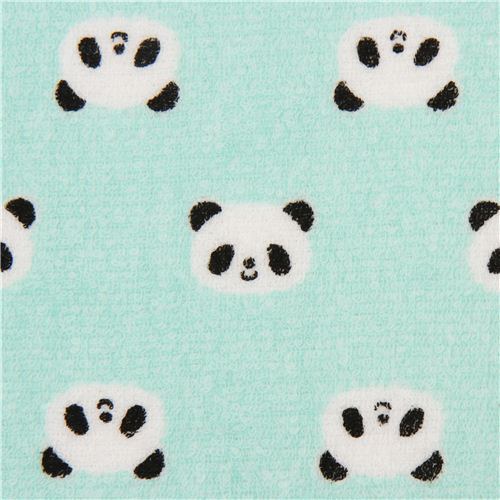 Tissu en serviette ponge turquoise motif pandas Cosmo Japon Tissu