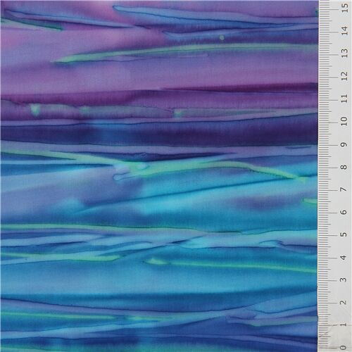 Remnant (45 x 112 cm) - turquoise purple Robert Kaufman batik stripe fabric 2