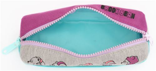 turquoise purple grey double zip animal pencil case by Mind Wave 4