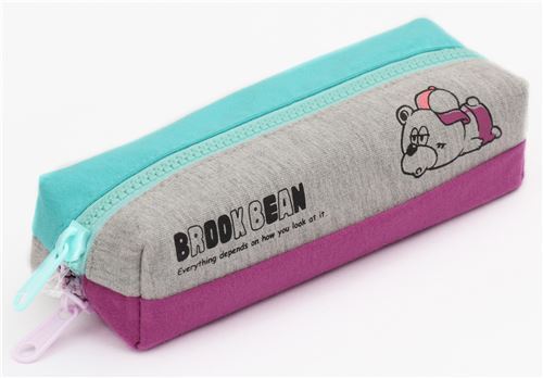 turquoise purple grey double zip animal pencil case by Mind Wave 5