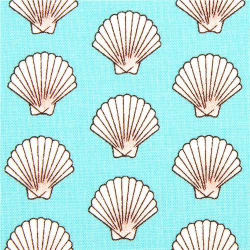 Tela turquesa marinera con conchas por Michael Miller Tela
