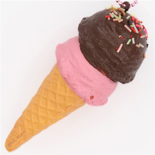two layer pink brown sprinkles ice cream squishy Cafe de N