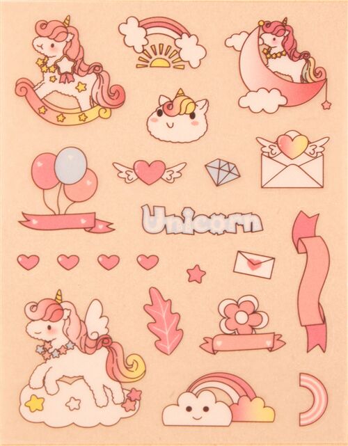 einhorn stempel schloss merry go round rosa glitzer aufkleber wort rosa kawaii 3
