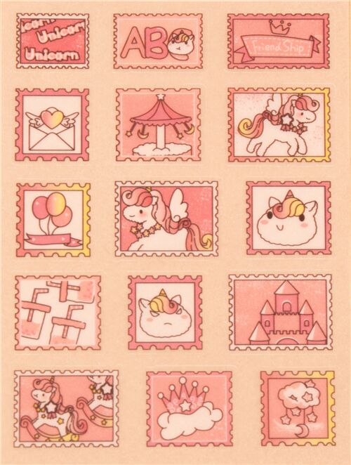 einhorn stempel schloss merry go round rosa glitzer aufkleber wort rosa kawaii 4