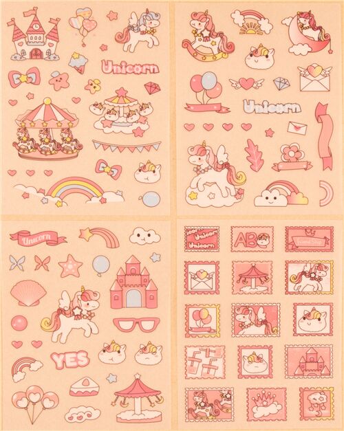 einhorn stempel schloss merry go round rosa glitzer aufkleber wort rosa kawaii 6
